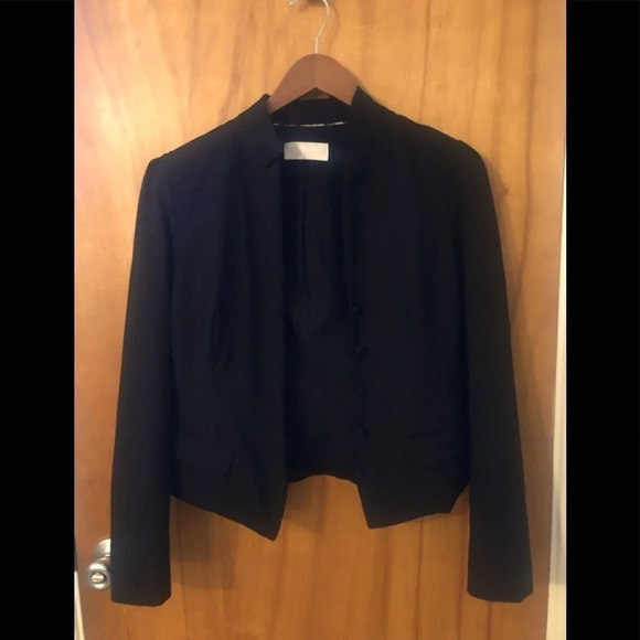 Vtg Y2K Badgley Mischka Black Mock Neck Asian influence blazer Taylored fit - Picture 2 of 16